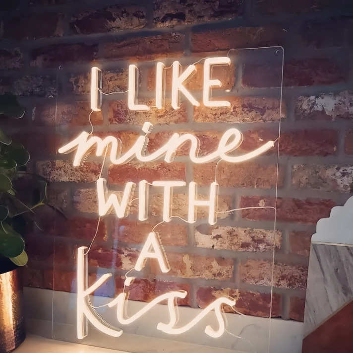 I Like Mine With a Kiss Radiant Neon Sign