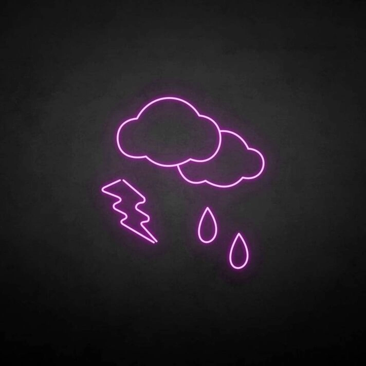 Rain and lightning' neon sign