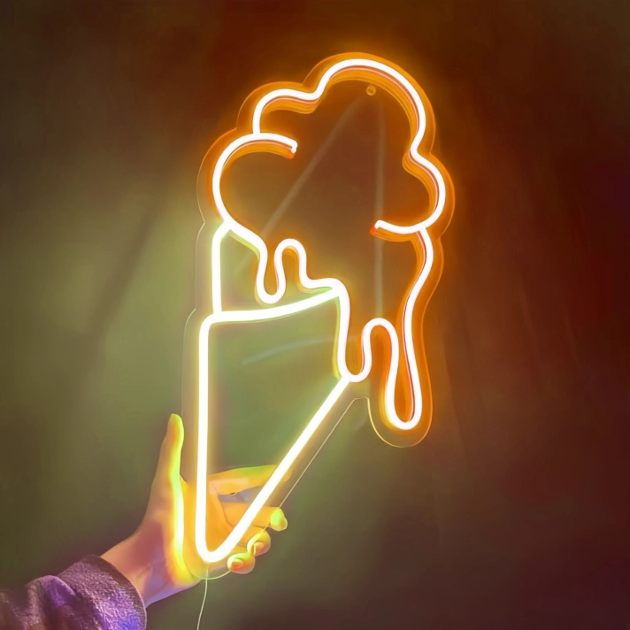 Sweet Indulgence Ice Cream Cone Neon Sign