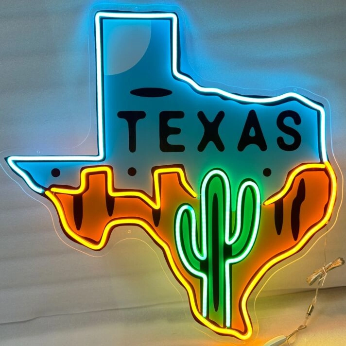 Texas Map Led Neon Sign Light Pop Art