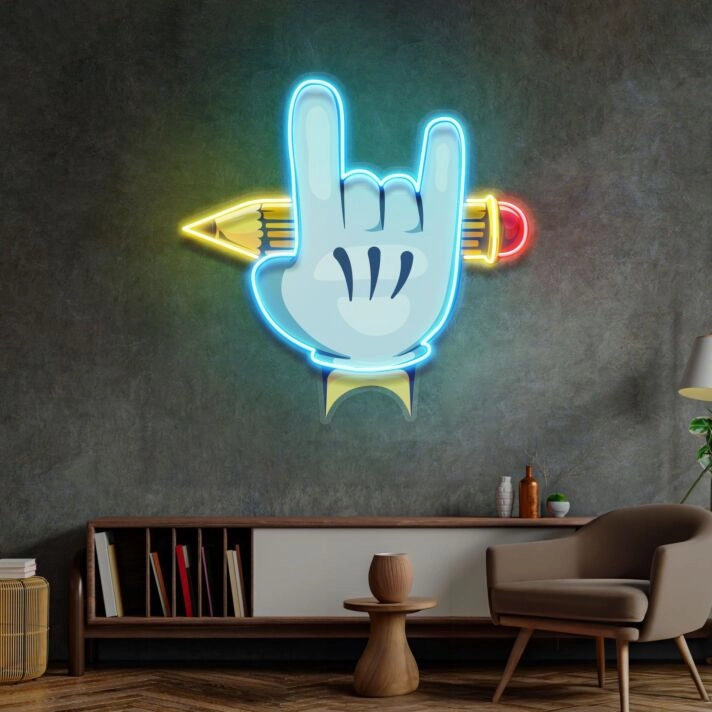 Rock Hand Led Neon Sign Light Pop Art