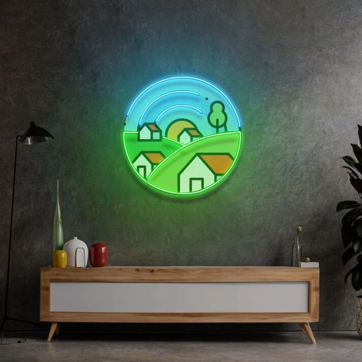 Morning On Grassy Village Led Neon Sign Light Pop Art