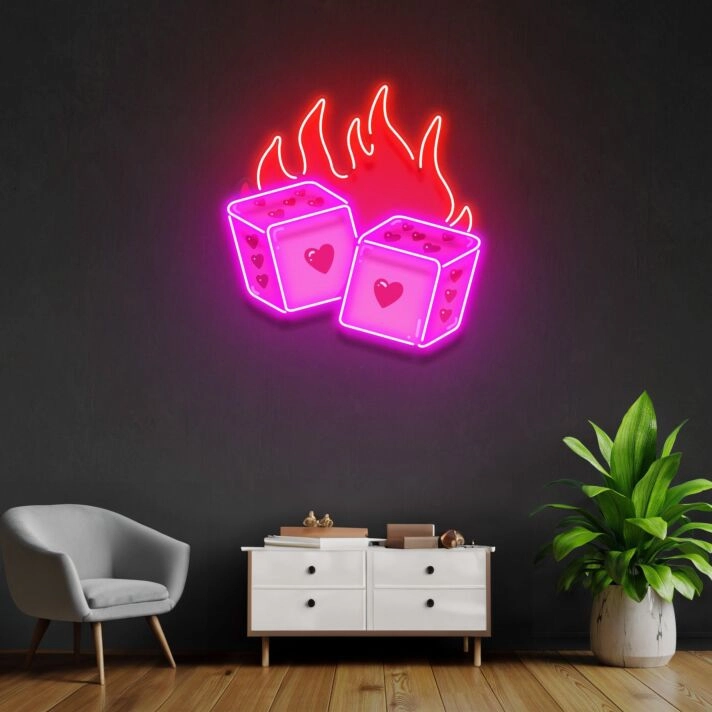 Dice Love Led Neon Acrylic Artwork