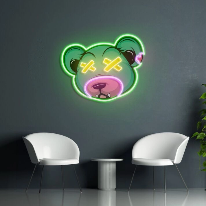 Dead Bear Cartoon Led Neon Acrylic Artwork