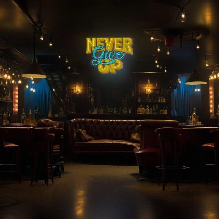 Never Give Up Led Neon Sign Light Pop Art
