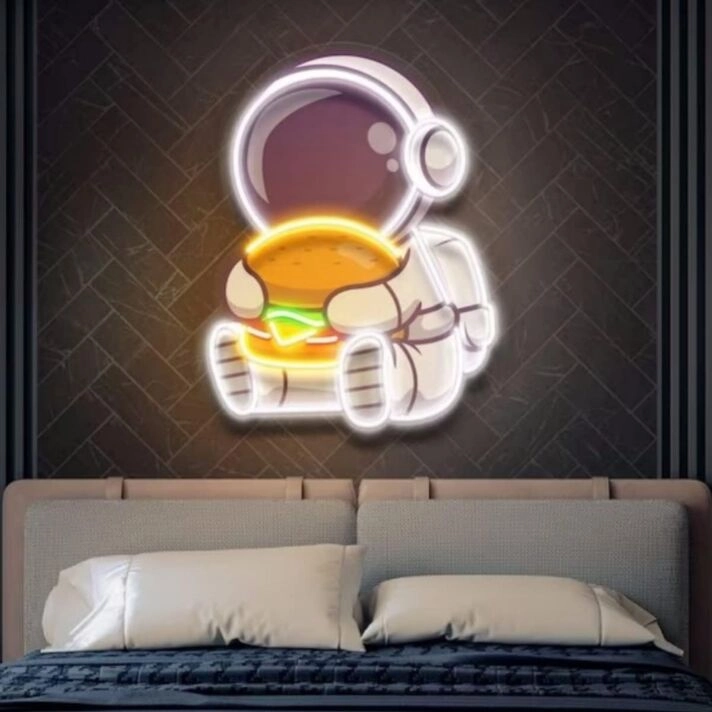Burger Astronaut Led Neon Sign Light Pop Art