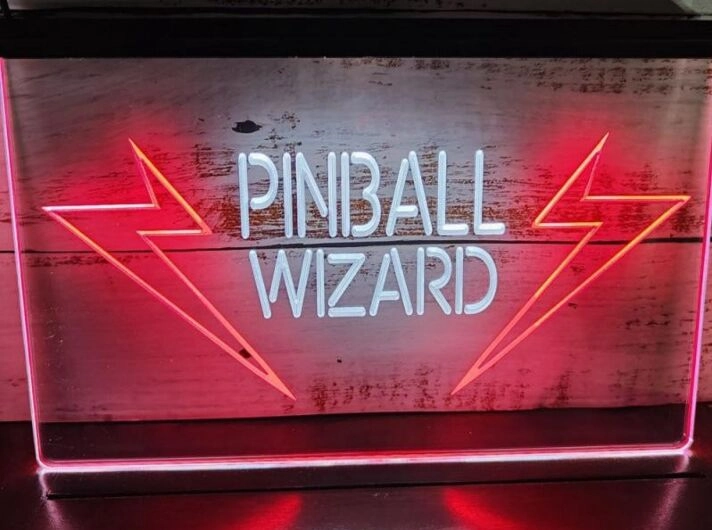 Pinball Wizard Two Tone Hanging Neon Sign