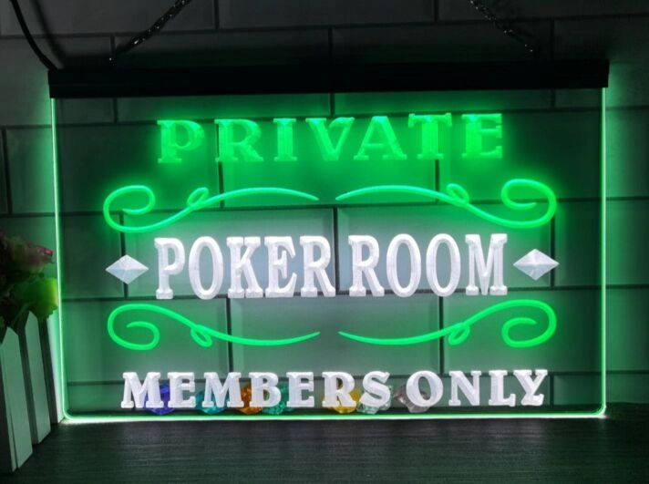 Private Poker Room Two Tone Hanging Neon Sign