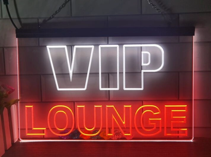 VIP Lounge Two Tone Hanging Neon Sign