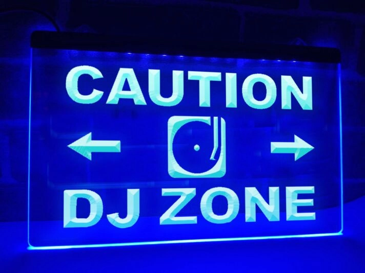 Caution DJ Zone Hanging Neon Sign