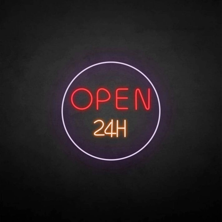 Customize 'OPEN 24H' neon sign