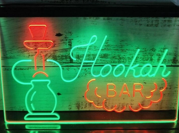 Hookah Bar Two Tone Hanging Neon Sign