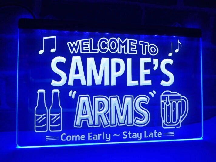 Welcome to Arms Personalized Hanging Neon Sign