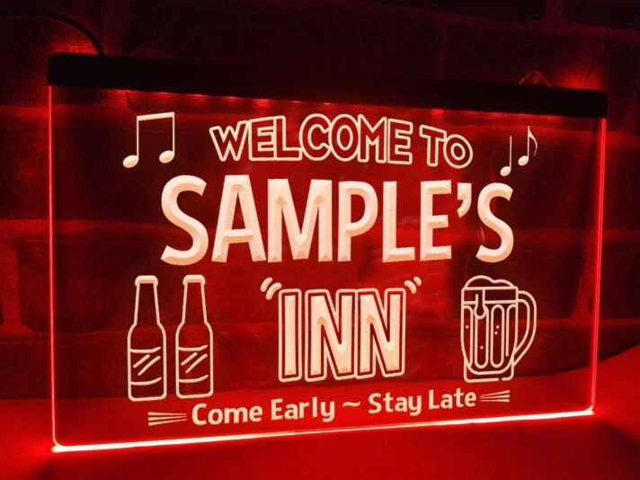 Welcome to My Inn Personalized Hanging Neon Sign