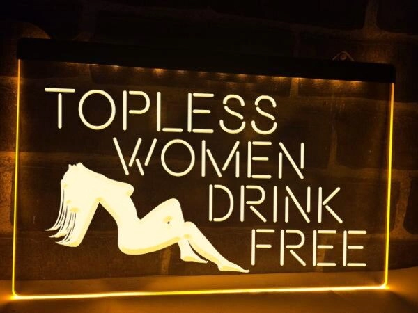 Topless Women Hanging Neon Sign