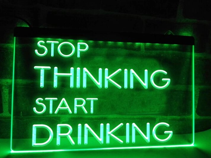 Stop Thinking Start Drinking LED Neon Hanging Neon Sign