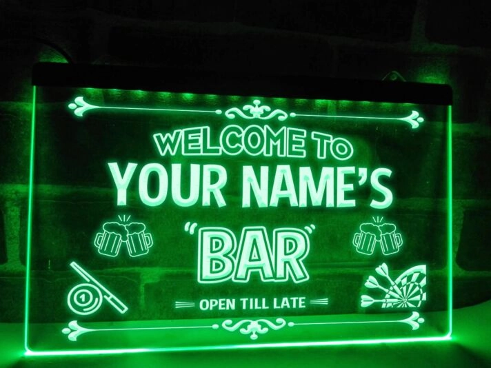 Beer, Pool & Darts Bar Personalized Hanging Neon Sign