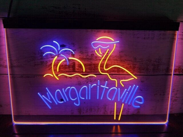 Flamingo Margaritaville Two Tone Hanging Neon Sign