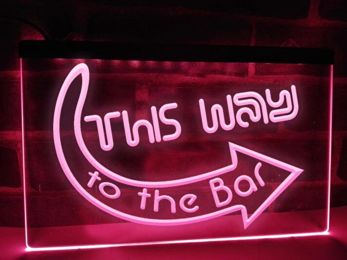 This Way to the Bar Hanging Neon Sign