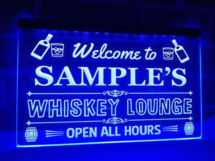 Welcome to My Whiskey Lounge Personalized Hanging Neon Sign