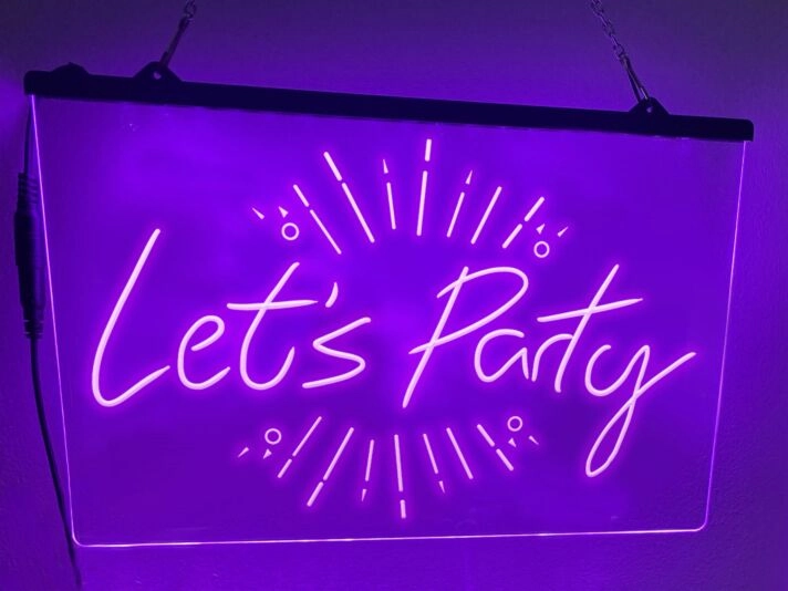 Let's Party Hanging Neon Sign