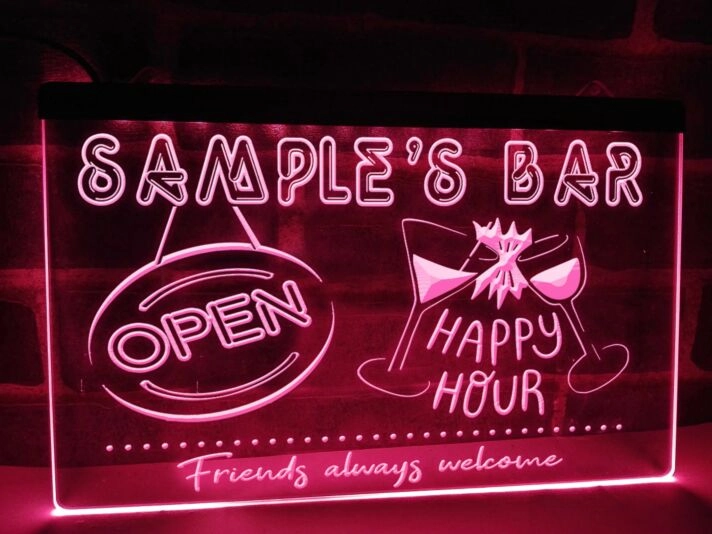 Happy Hour Bar Personalized Hanging Neon Sign
