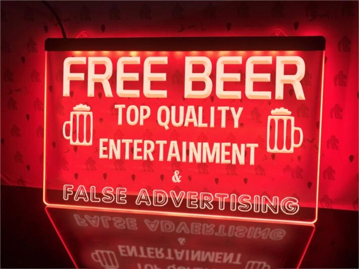 Free Beer Funny Hanging Neon Sign