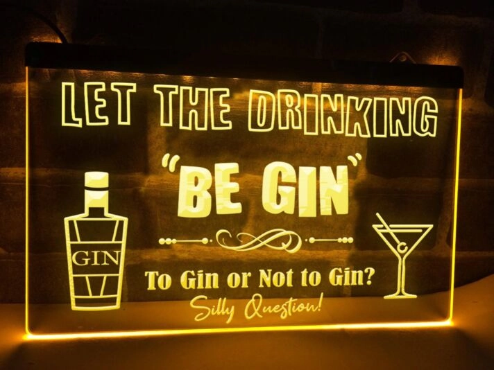 Let the Drinking Be Gin Hanging Neon Sign