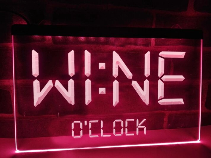 Wine O'clock Hanging Neon Sign