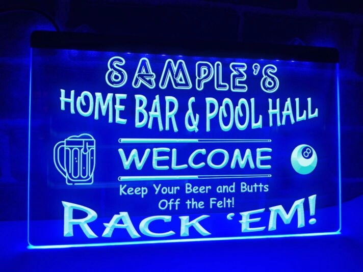 Home Bar and Pool Hall Personalized Hanging Neon Sign