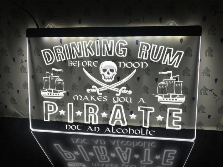 Drinking Rum Makes You a Pirate Hanging Neon Sign