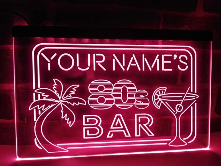 80s Bar Personalized Hanging Neon Sign