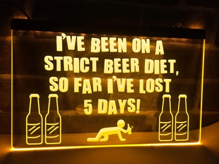 Strict Beer Diet Funny Hanging Neon Sign