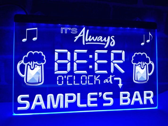 It's Always Beer O'clock at My Bar Personalized Hanging Neon Sign