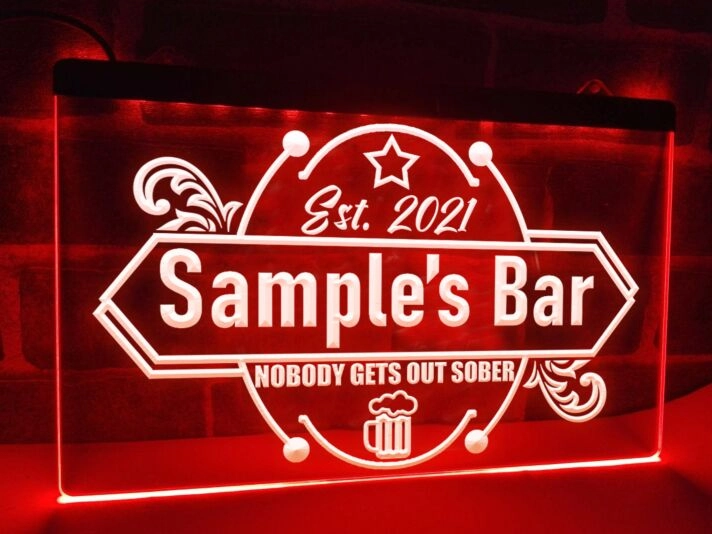 Nobody Gets Out Sober Personalized Bar Hanging Neon Sign