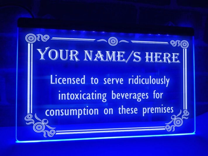 Licensed To Serve Intoxicating Beverages Personalized Hanging Neon Sign