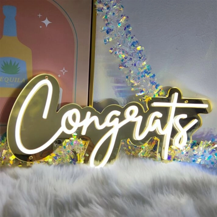 Congrats Gold Backsplash Neon Signs
