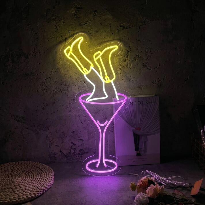 Tipsy in Wine Glass Neon Sign