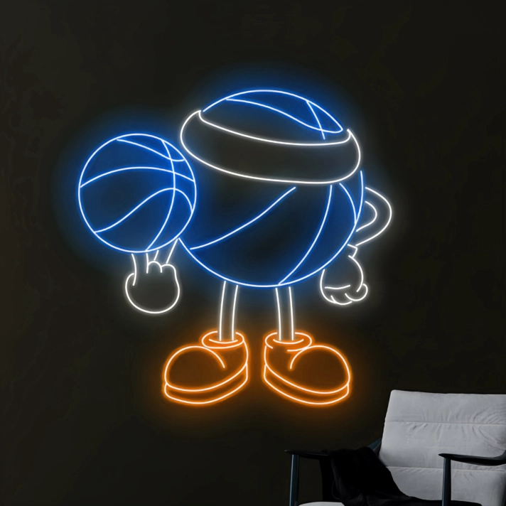 Playful Basketball Kid Neon Sign