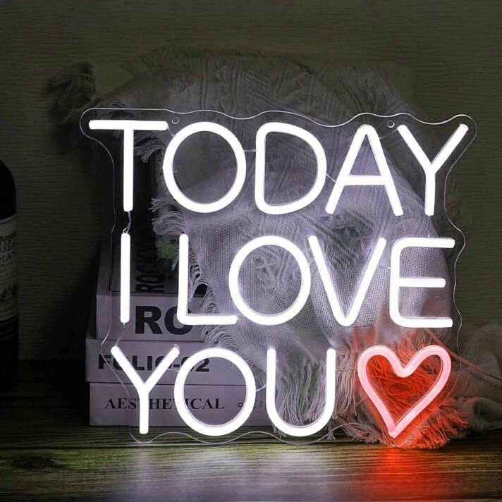 TODAY I LOVE YOU Heart Neon Light