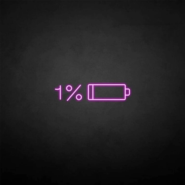 'Battery out' neon sign
