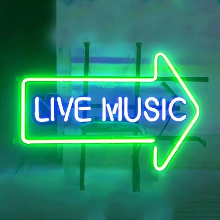 LIVE MUSIC Energetic Iron Frame Neon Sign