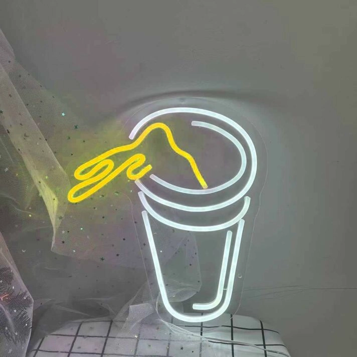 Handheld Coffee Cup Neon Sign