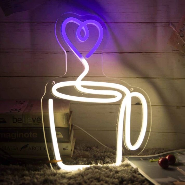 Heart Aroma Coffee Cup Neon Sign