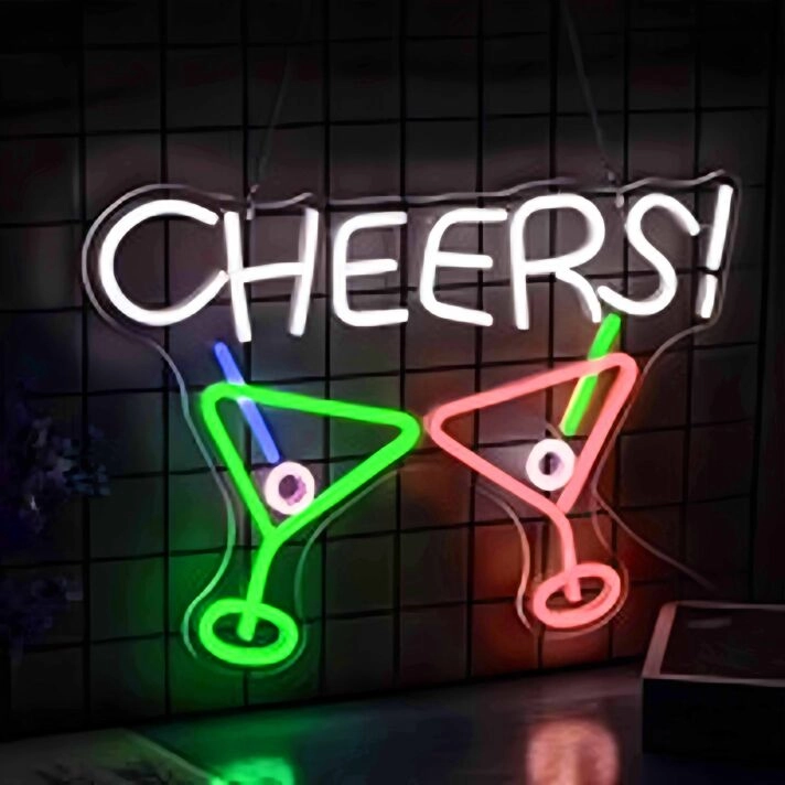 Colorful Cheers Bar Drink Neon Sign