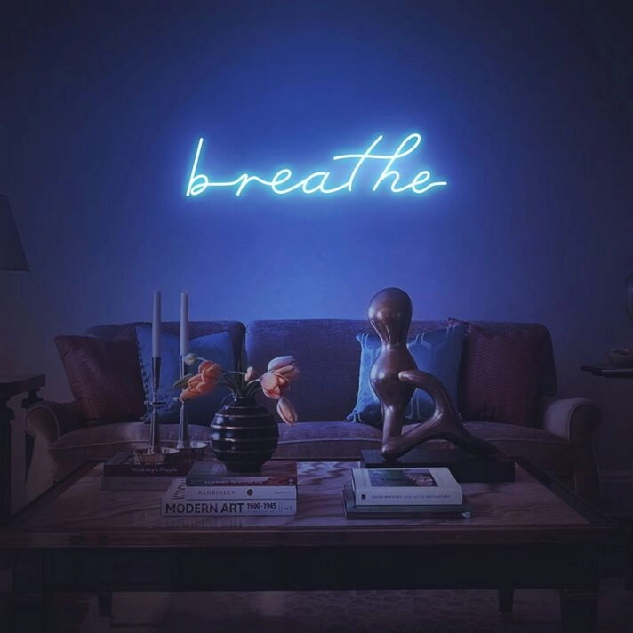 Breathe Neon Sign for Relaxation Spaces and Yoga Studios