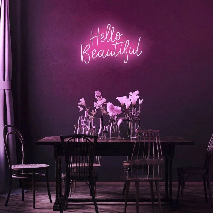 Hello Beautiful Neon Sign for Positive and Loving Spaces