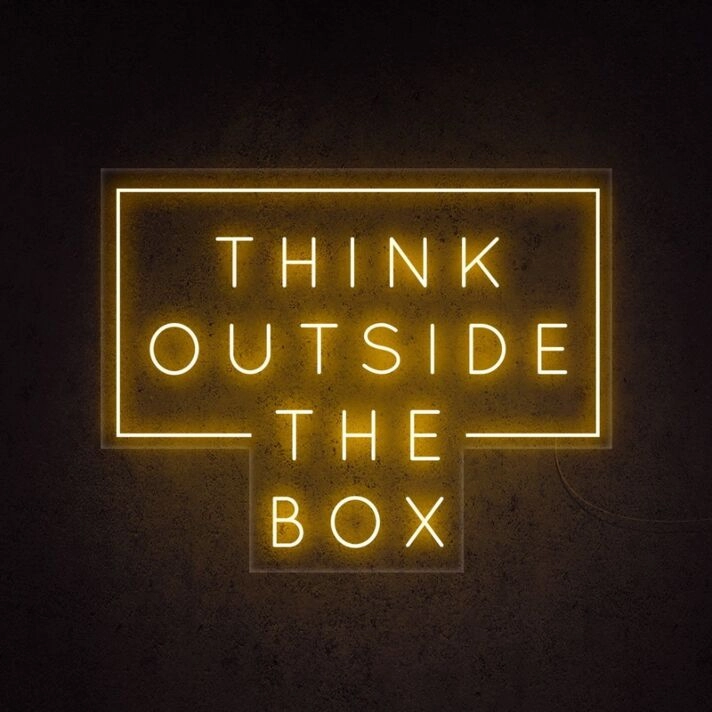 Think Outside The Box Neon Sign for Inspirational and Creative Spaces