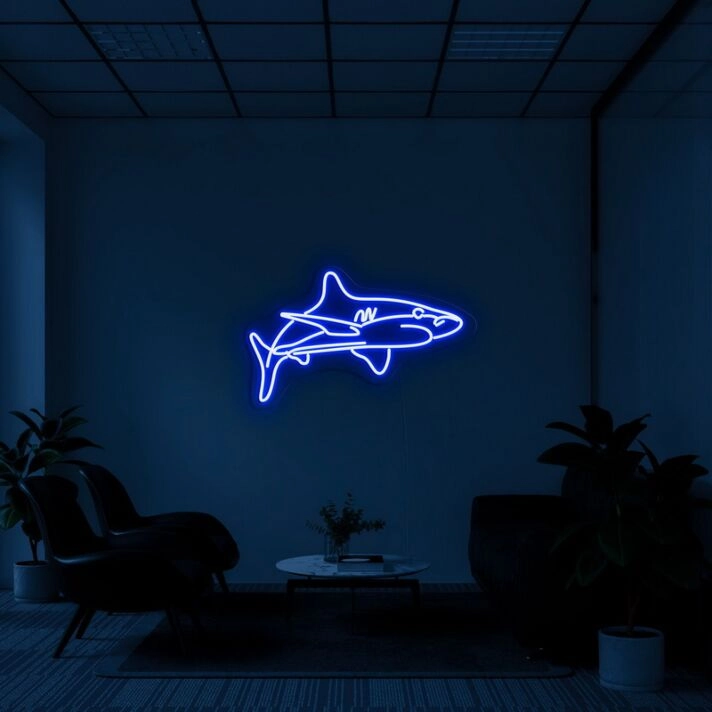 White Tip Shark Neon Sign for Marine and Ocean Lovers