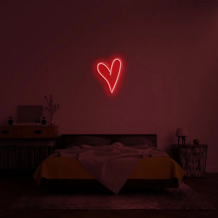 Script Heart Neon Sign for Romantic and Loving Spaces
